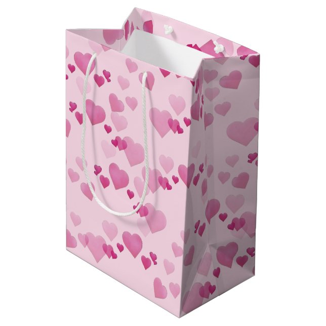Pink Hearts  Medium Gift Bag (Back Angled)