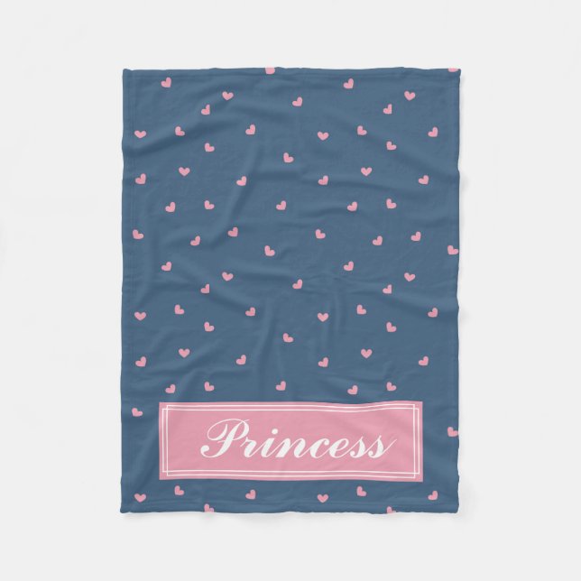 Pink Hearts Monogram Pet Fleece Blanket (Front)