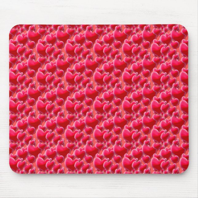 Pink Hearts Mouse Mat (Front)