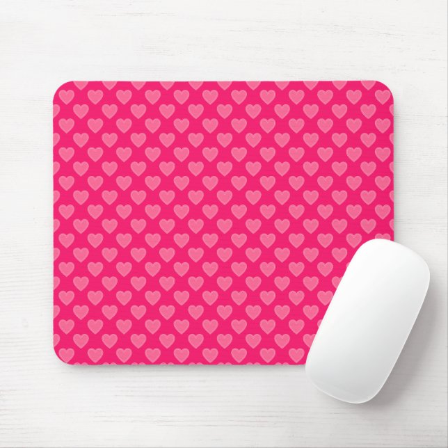 Pink Hearts Mouse Mat (With Mouse)