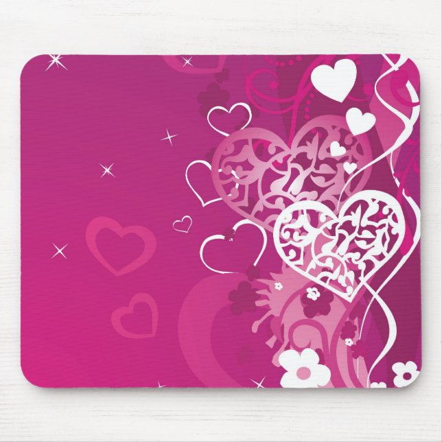 Pink Hearts Mouse Mat (Front)