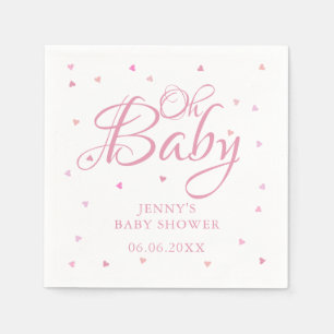 Pink Hearts Oh Baby baby shower Napkin