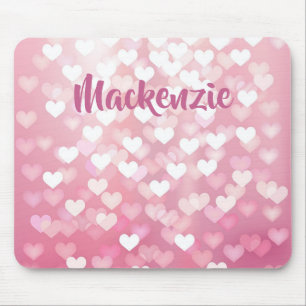 Pink Hearts Ombré Girly Name For Her Mouse Mat