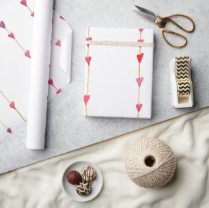Pink Hearts on a String Valentine's Day Wrapping Paper