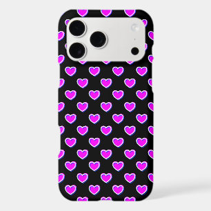 Pink Hearts On Black