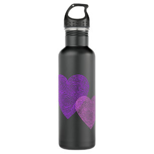 Pink Hearts on Black 710 Ml Water Bottle