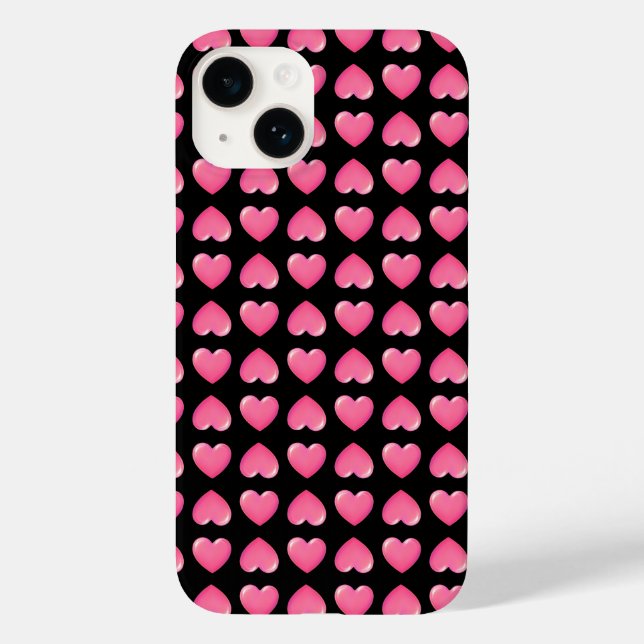 Pink Hearts on Black  Case-Mate iPhone Case (Back)