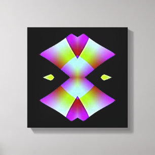 Pink Hearts on Black Wrapped Canvas