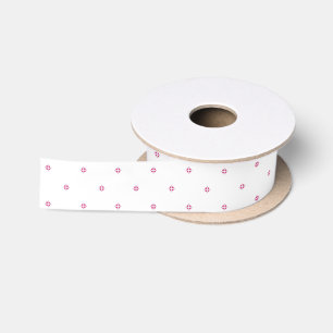 Pink hearts on white satin ribbon for wrapping