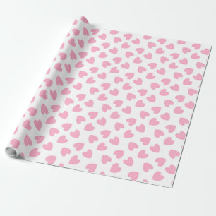 Pink hearts on white wrapping paper