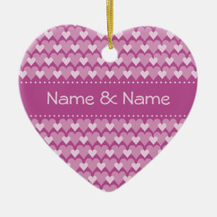 Pink Hearts ornament, customise Ceramic Tree Decoration
