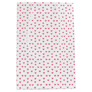 Pink Hearts Ornamental Purple Minimalist Modern. Medium Gift Bag