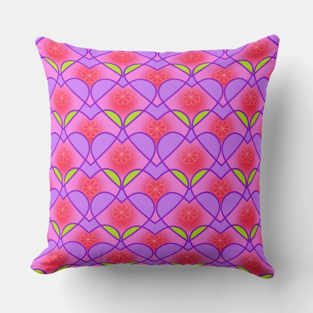 Pink Hearts Overlapping  Cushion (Front)