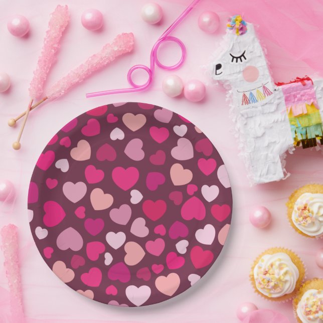 Pink Hearts Paper Plate (Party)