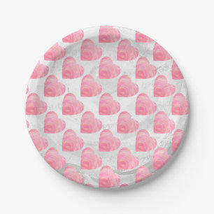 Pink Hearts Paper Plate