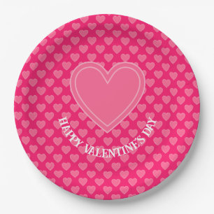 Pink Hearts Paper Plate