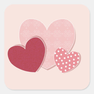 Pink Hearts Paper Sticker