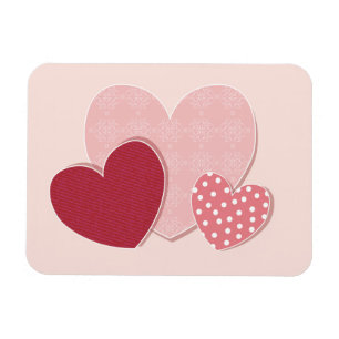 Pink Hearts Paper Sticker Magnet
