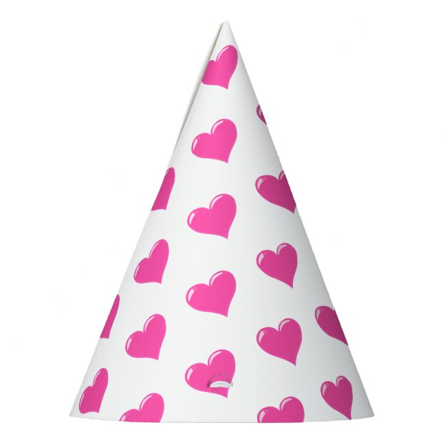 Pink Hearts Party Hat - Choose Colour (Left)