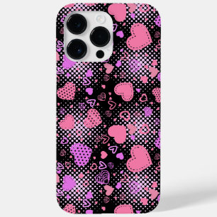 Pink Hearts Pattern 01 Black BG Case-Mate iPhone 14 Pro Max Case