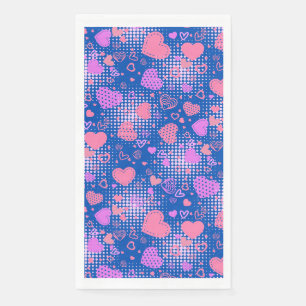 Pink Hearts Pattern 01 Blue BG Napkin