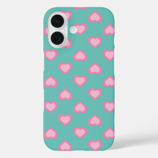 Pink Hearts Pattern iPhone 16 Case
