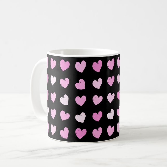 Pink Hearts Pattern Coffee Mug (Front Left)