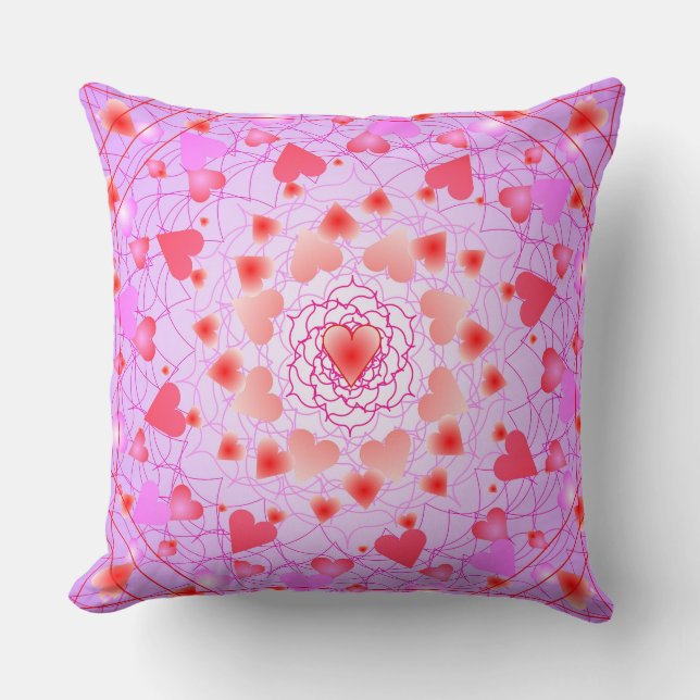 Pink Hearts Pattern Cushion (Front)