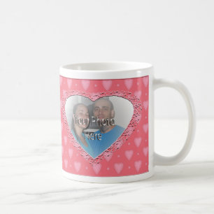 Pink Hearts Pattern Customisable Photo Mug