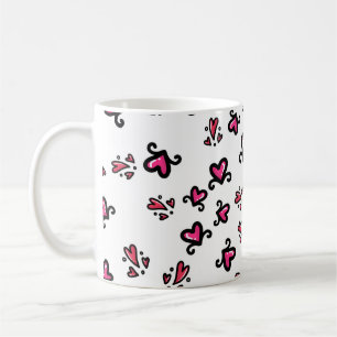 Pink Hearts Pattern – Cute Doodle Design Coffee Mug