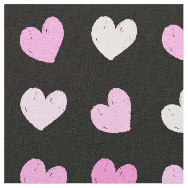 Pink Hearts Pattern Fabric (Close Up)