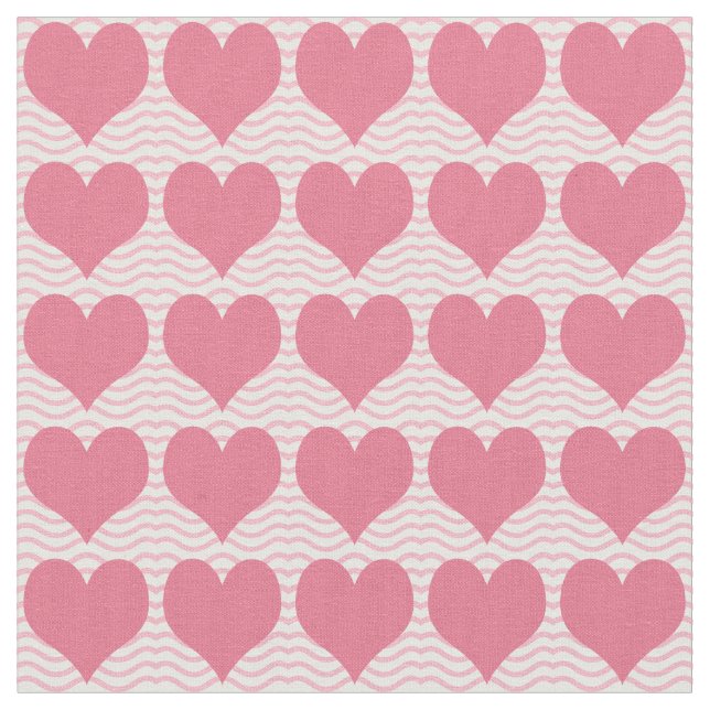 Pink Hearts Pattern Fabric (Close Up)