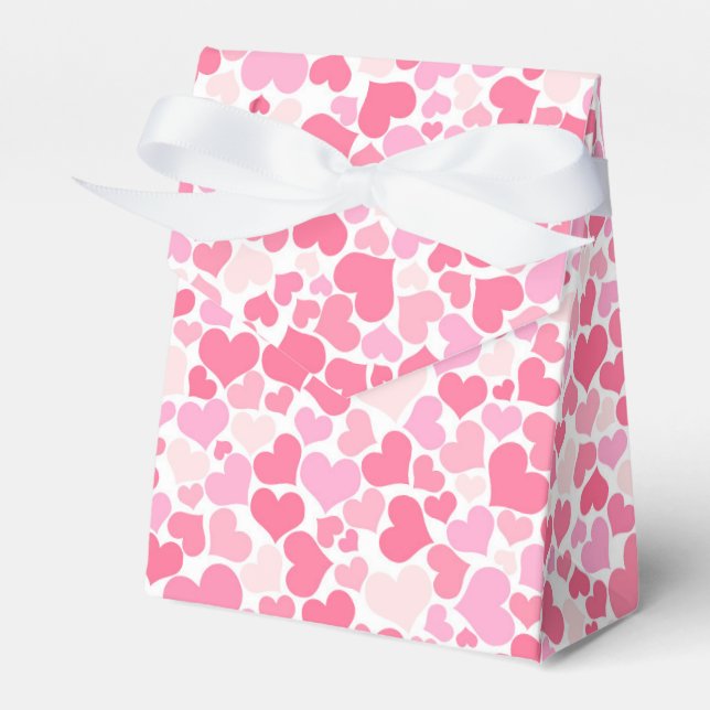 Pink Hearts Pattern -  Favour Box (Front Side)
