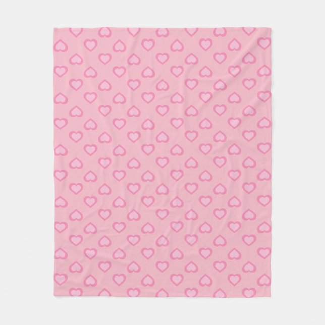 Pink Hearts Pattern Fleece Blanket (Front)