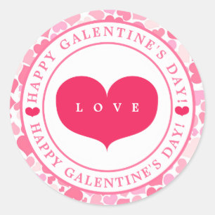 Pink Hearts Pattern - Happy Galentine's Day Classic Round Sticker