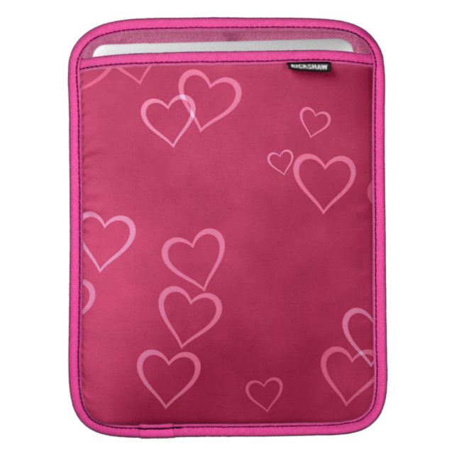 Pink hearts pattern iPad sleeve (Front Device)