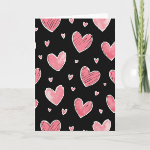 Pink Hearts Pattern Love Card