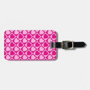 Pink hearts pattern luggage tag