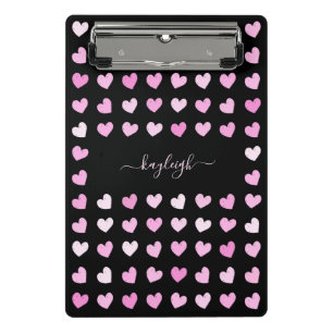 Pink Hearts Pattern Mini Clipboard
