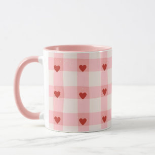 Pink Hearts Pattern Mug Cute Love Coffee Cup