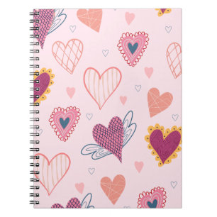 Pink Hearts Pattern Notebook Journal