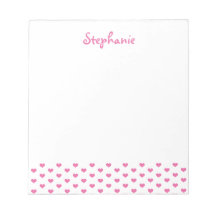 Pink Hearts Pattern on White Girly Name