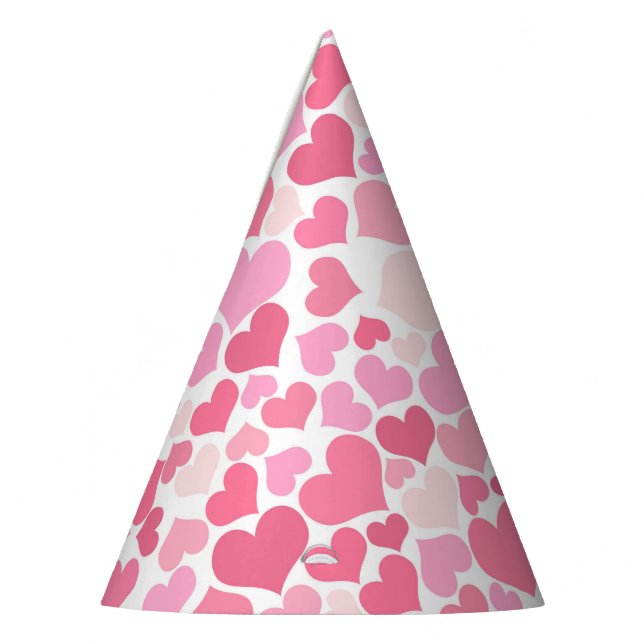 Pink Hearts Pattern - Party Hat (Left)
