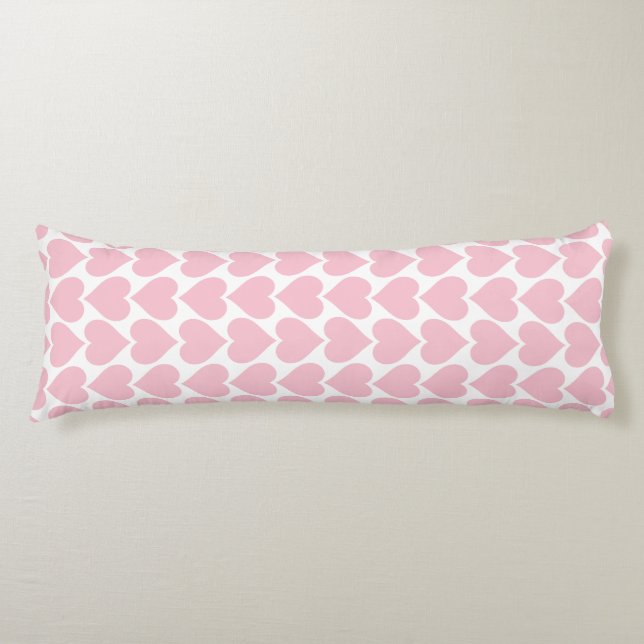 Pink Hearts Pattern, Romantic, Love Body Cushion (Front)