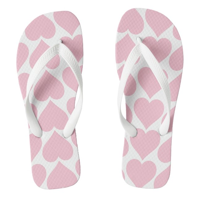 Pink Hearts Pattern, Romantic, Love Flip Flops (Footbed)