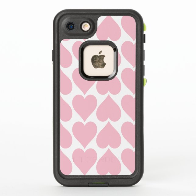 Pink Hearts Pattern, Romantic, Love LifeProof iPhone Case (Back)