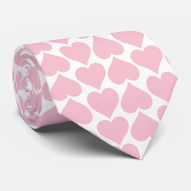 Pink Hearts Pattern, Romantic, Love Tie (Rolled)