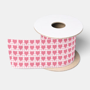 Pink Hearts Pattern Satin Ribbon