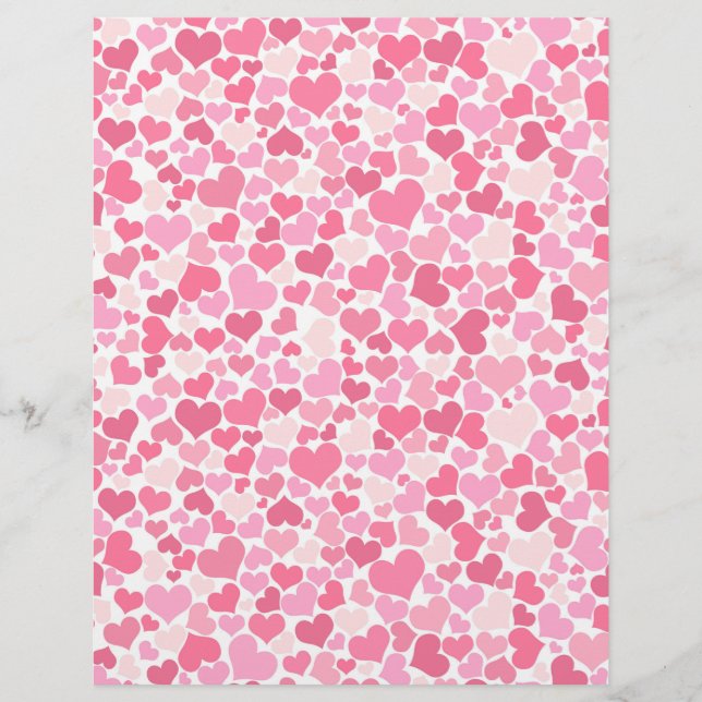 Pink Hearts Pattern Scrapbook Paper (Front)