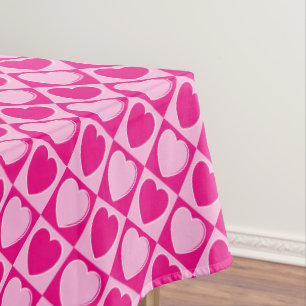 Pink hearts pattern tablecloth